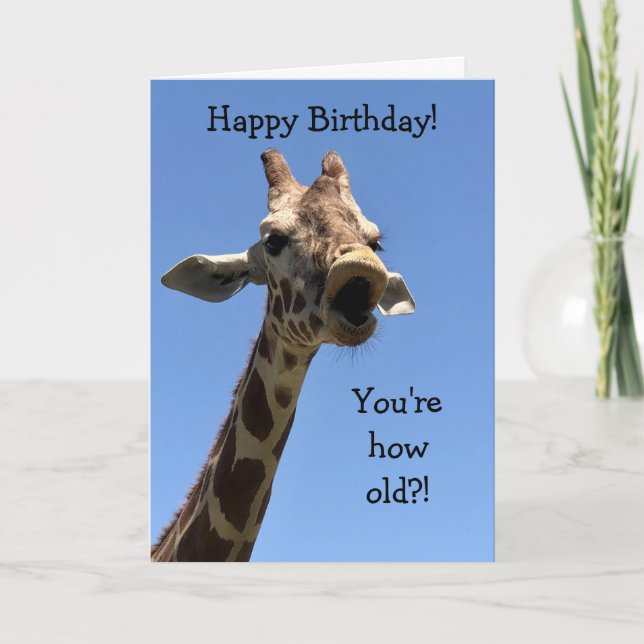 Lustigt Anpassade Giraffe Birthday Card Kort (Framsida)