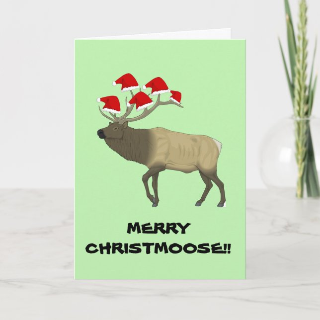 Lustigt Anpassade "Merry Christmoose" Julafton-kor Helgkort (Framsida)