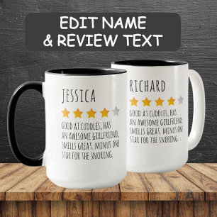 Lustigt anpassat namn 5 Star Review Mugg för henne