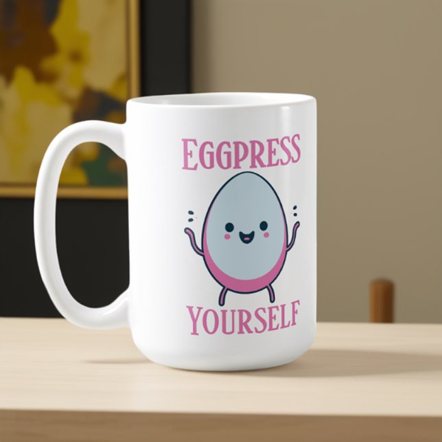 Lustigt anpassat namn för "Eggpress Yourself" Kaffemugg (Skapare uppladdad)