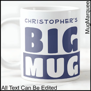 Lustigt anpassat namn Text 2 Tone Blue Big Mugg 01 Jumbo Mugg