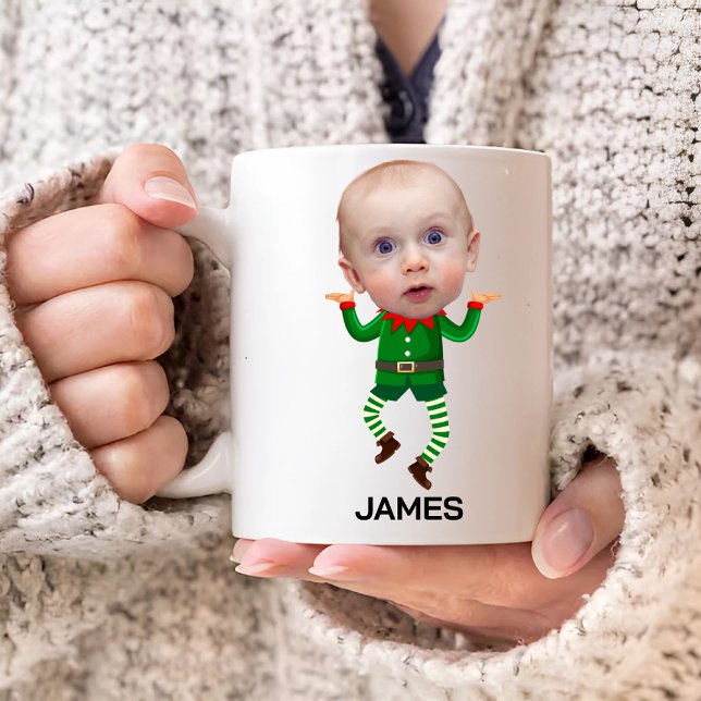 Lustigt Anpassningsbar Baby Ansikte Elf-jul Kaffemugg (Skapare uppladdad)
