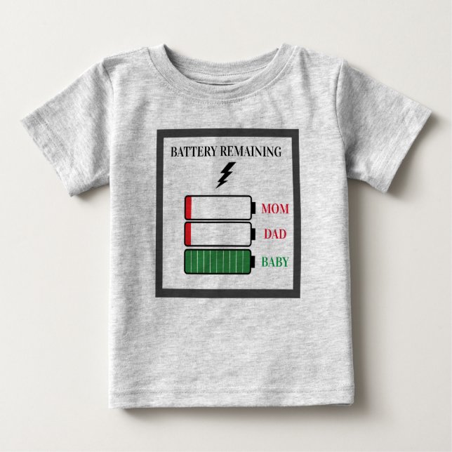 Lustigt Anpassningsbar Text Fullt Batteritid Tech T Shirt (Framsida)