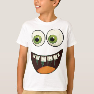 Lustigt Ansikte med Grönt Googly Ögon överraskad Ö T Shirt