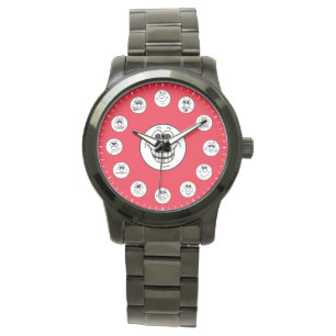 Lustigt Ansikte och uttryck Emojis i White Watch W Armbandsur