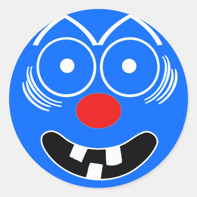 Lustigt Ansikte Runt Klistermärke (Framsida)