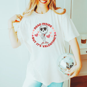 Lustigt anti-Alla hjärtans dag Cute Single skalle T Shirt