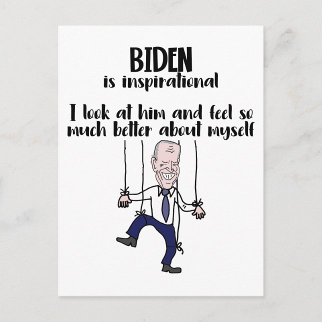 Lustigt anti-Biden Puppet-inspirationstire Vykort (Framsida)