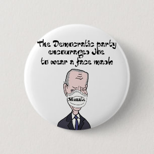 Lustigt anti Joe Biden med mask Politik Knapp