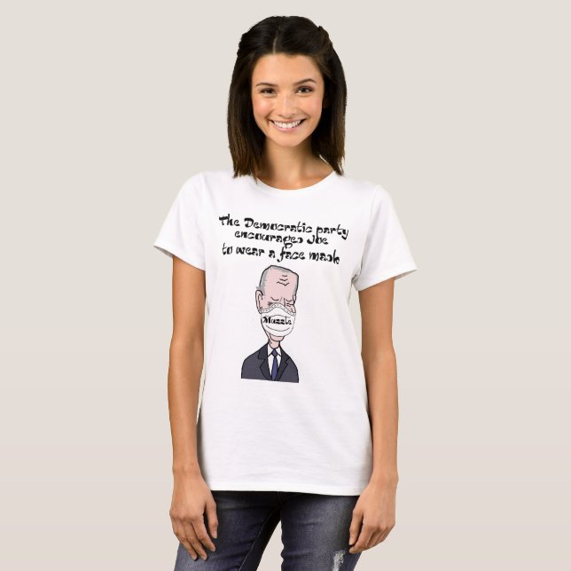 Lustigt anti Joe Biden med mask Politik T Shirt (Hel framsida)