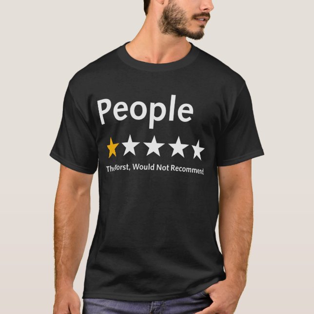 Lustigt Anti-Social Review 1 Star People Rating Me T Shirt (Framsida)