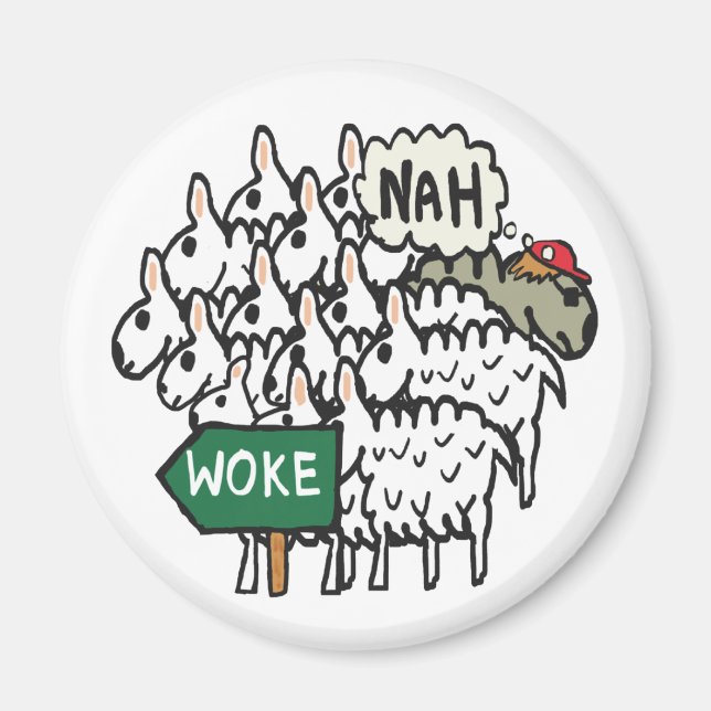 Lustigt Anti Woke Sheep Magnet (Framsidan)