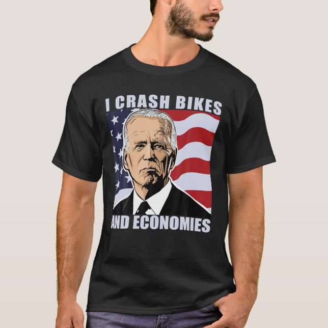 Lustigt antiJoe Biden Bicycle, jag krockar med bik T Shirt (Framsida)