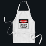 Lustigt Apron: Varning - Woman Wielding Knivar! Förkläde<br><div class="desc">Den här konstiga apron lyder: Varning! Woman Wielding Knivar! Tycker du om att laga mat? Känner du någon som gillar att tillbringa tid i köket? I så fall är den här söta plattan perfektens gåva. Lättnader och roligtar kan vara en del av , men det innebär också en viss fara,...</div>