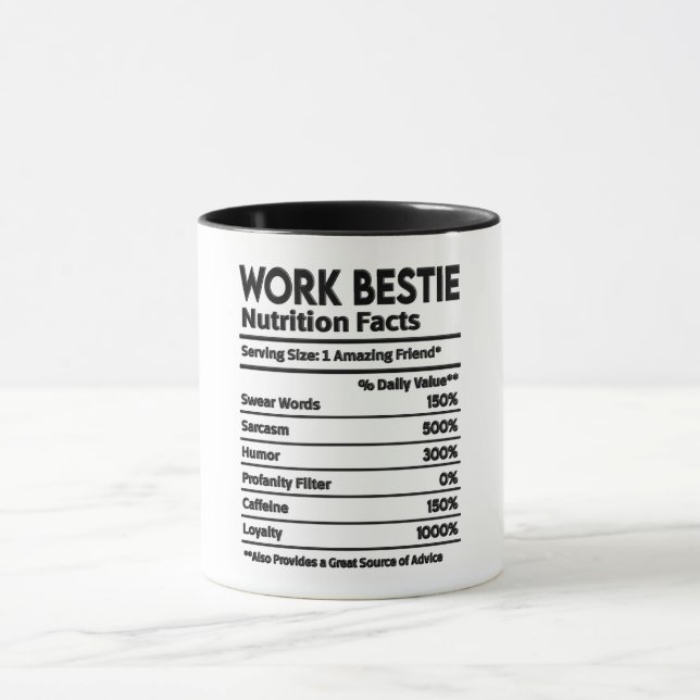 Lustigt arbete Bestie Nutrition Facts Mugg (Center)