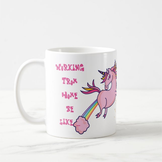 Lustigt arbete från Home Mugg Unicorn Galenhet (Vänster)