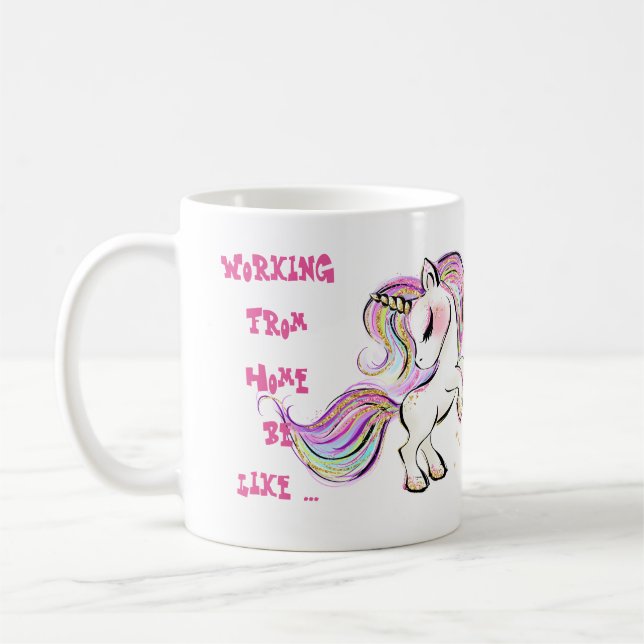 Lustigt arbete från Home Mugg Unicorn Galenhet (Vänster)