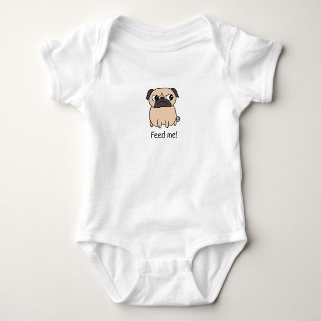 Lustigt Arg Pug - Mata mig T Shirt (Framsida)