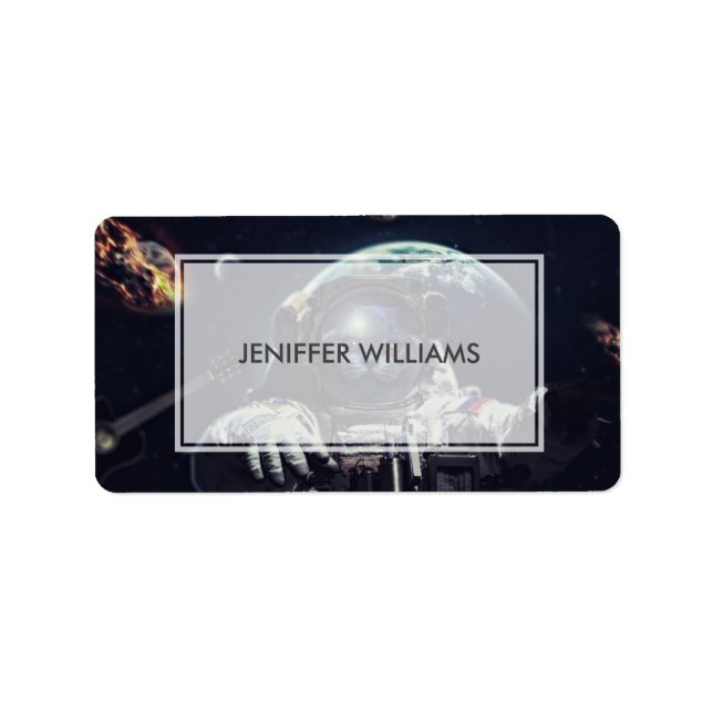 Lustigt Astronaut Shorthair Cat in Space Adressetikett (Framsidan)