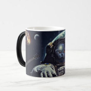 Lustigt Astronaut Shorthair Cat in Space Magisk Mugg