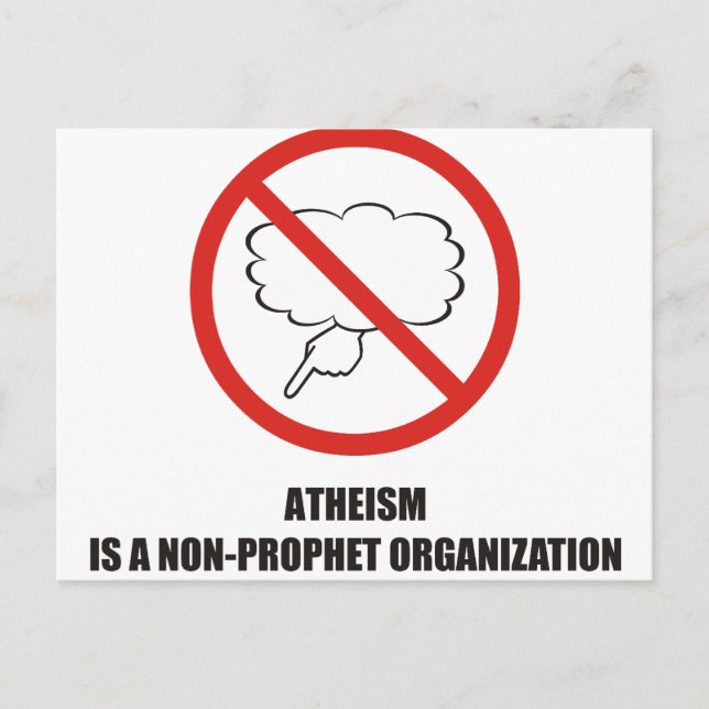 Lustigt - Ateismen är en organisation utan profet Vykort (Framsida)