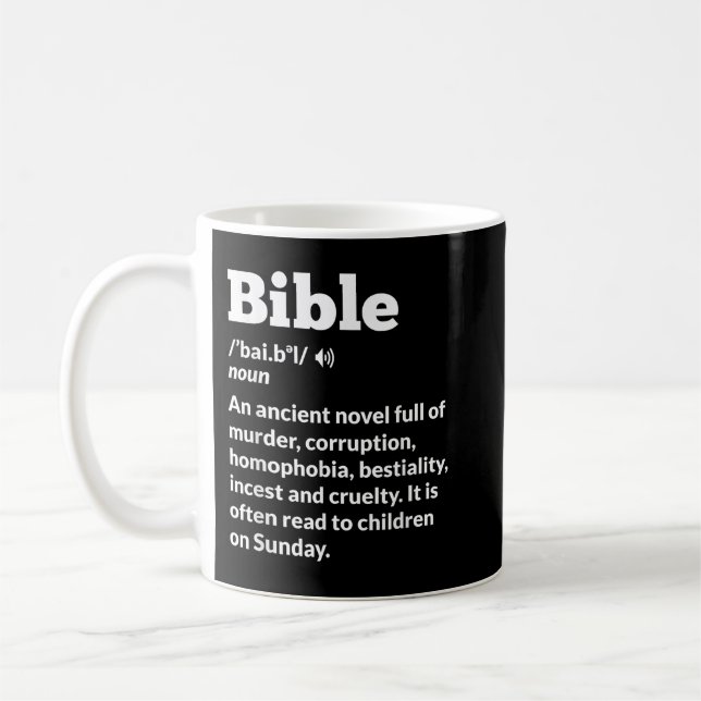 Lustigt Ateist antireligionseism Bibel Kaffemugg (Vänster)
