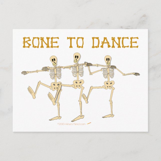 Lustigt att dansa Skeletons ben till dansande Teck Vykort (Framsida)