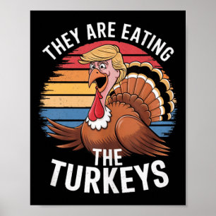 Lustigt att de äter Thanksgivingen Hum för kalkone Poster