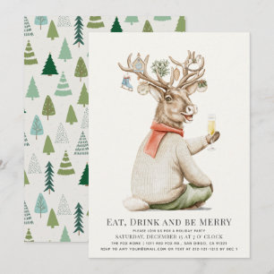 Lustigt att dricka Reindeer Ornament God Jul Helgd Inbjudningar