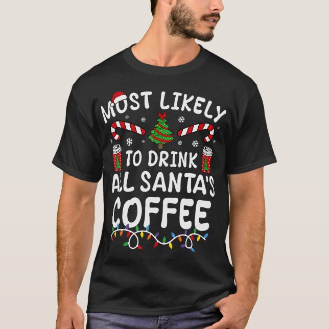 Lustigt att dricka tomtens kaffefamilj C T Shirt (Framsida)
