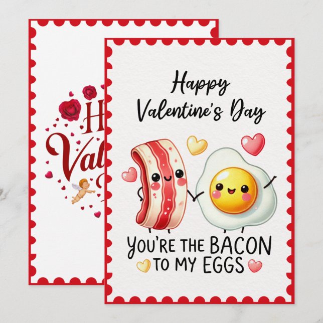 Lustigt att du är bacon på min ägghjärtans dag julkort (Fram/baksida)