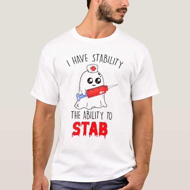 Lustigt att ha stabilitet. t shirt (Framsida)