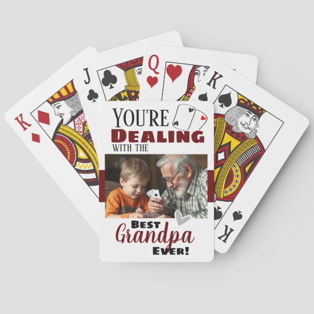 Lustigt att hantera bästa Grandpa One-foto Casinokort (Baksidan)