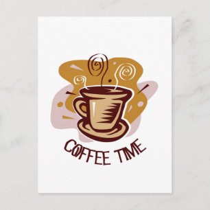 Lustigt att hett mugg och säga "kaffetid"! vykort