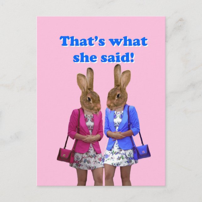 Lustigt att hon sa text vykort (Framsida)