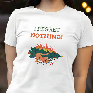 Lustigt att jag ångrar ingenting dumt. Katt jul T Shirt