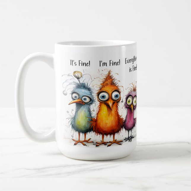 Lustigt att jag är Bra Quirky Bird Coffee Mugg (Vänster)