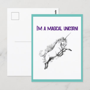 Lustigt att jag är en Magic Unicorn Dorky Fantasy- Vykort