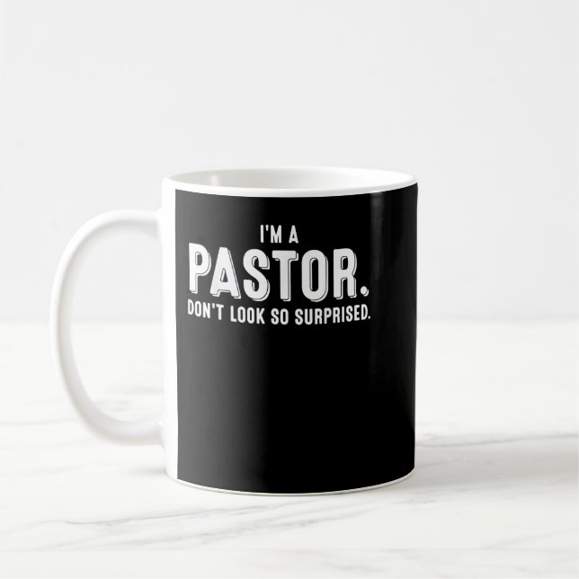 Lustigt att jag är pastor Gift Cute Christian Cler Kaffemugg (Vänster)