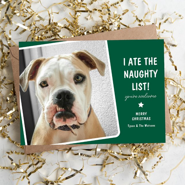 Lustigt att jag åt Naughty List Cute Hund Julkort (Skapare uppladdad)