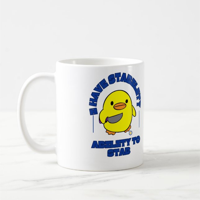 Lustigt att jag har stabilitet i Stab a Anka Kaffemugg (Vänster)
