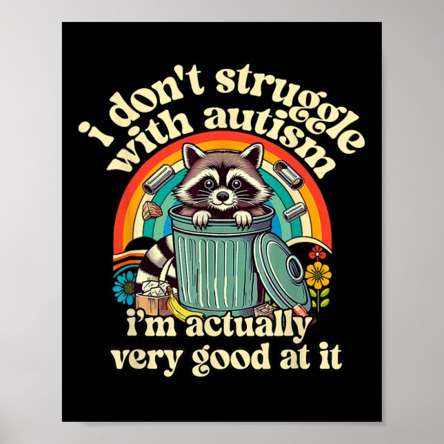 Lustigt att jag inte kämpar med Autism Autistic Ra Poster (Framsidan)