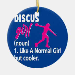 Lustigt att jag kastar Sak Discus Girl Thrower Coa Julgransprydnad Keramik