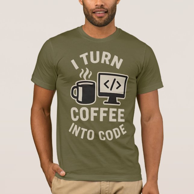 Lustigt att jag sätter in kaffe i kod t shirt (Framsida)