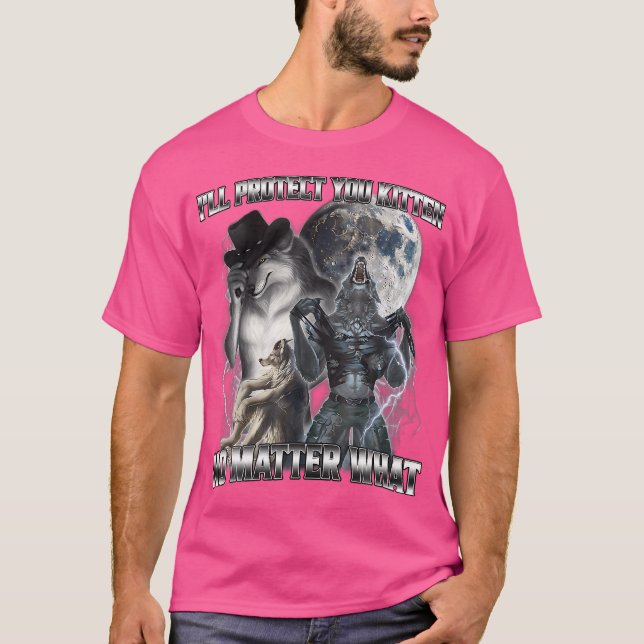 Lustigt att jag skyddar dig Kitten Alpha Varg T Shirt (Framsida)