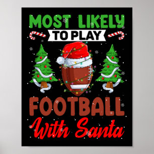 Lustigt att spela fotboll med Santa Chri Poster