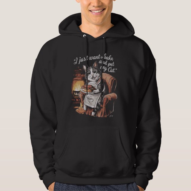 Lustigt att ta katten... Jag vill bara baka och ät Hoodie (Framsida)