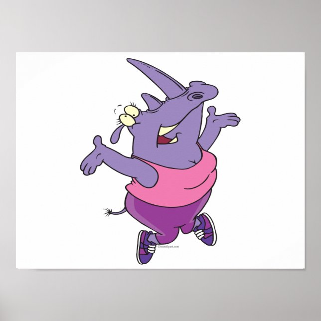 Lustigt att träna ut tecknad från noshörning poster (Framsidan)