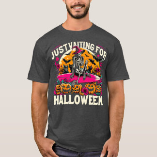 Lustigt att vänta på Halloween Skeleton Spooky V T Shirt