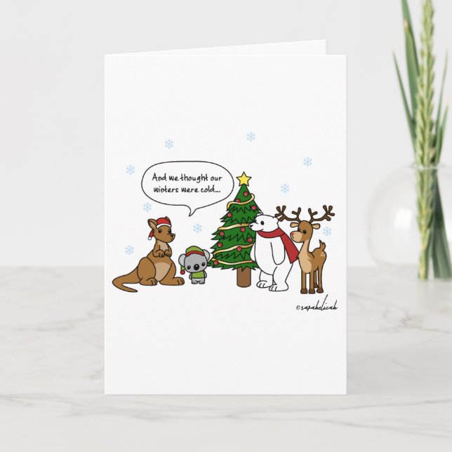 Lustigt att vi trodde vår vinter-Kallets julkort Helgkort (Framsida)